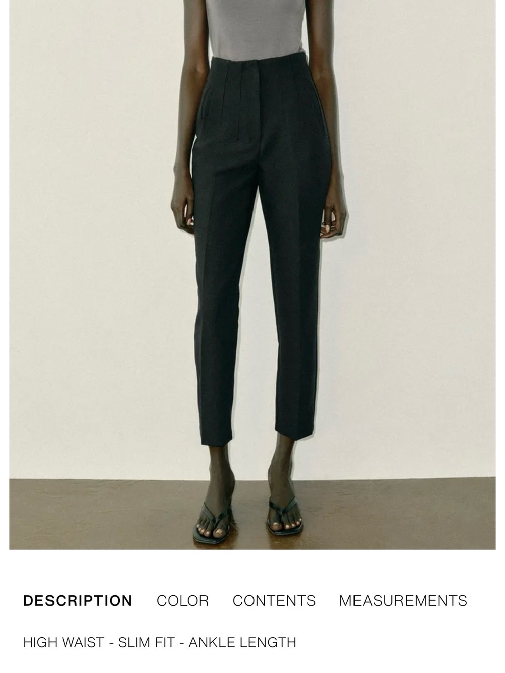 Zara High-Waist Slim Ankle Pants - Black